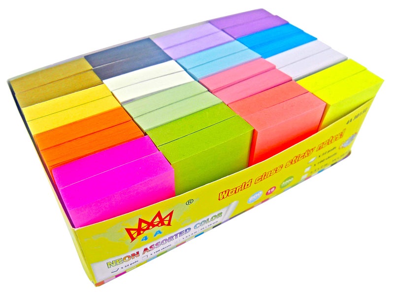 4A Sticky Notes,1 1/2 x 2 Inches,Small Size,The Adhesive On Shorter Side,Neon Assorted,16 Colors,Self-Stick Notes,100 Sheets/Pad,32 Pads/Box,4A 30132 - Image 2
